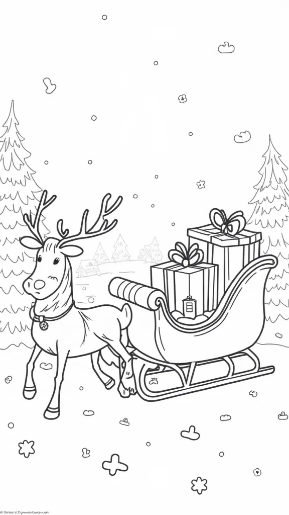 coloring page sleigh